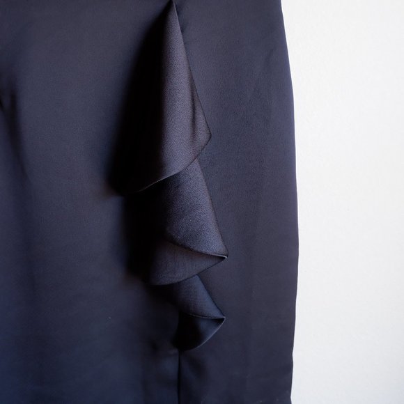 NWT Navy Dress Ruffle & Front Slit - Picture 4 of 8